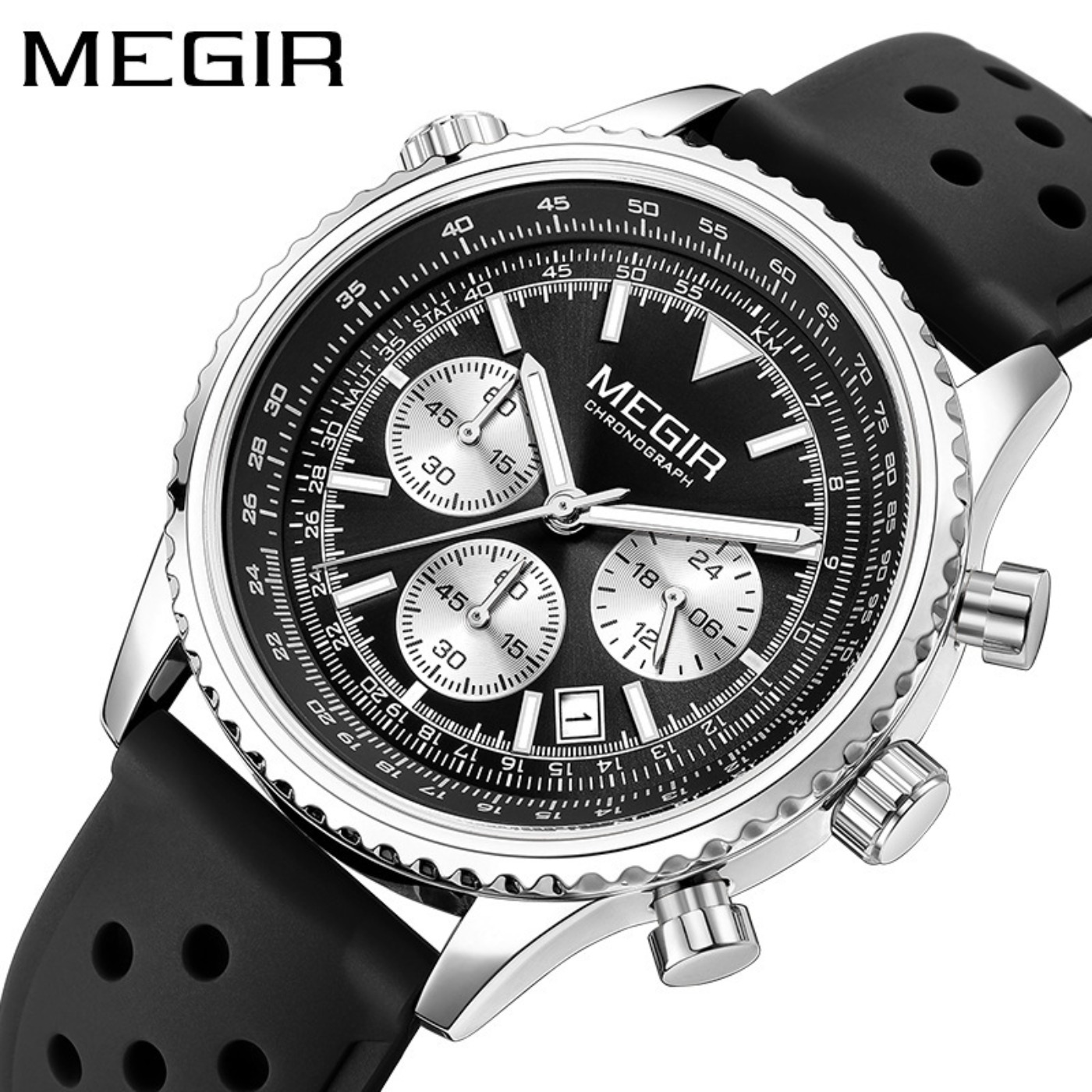 Reloj MEGIR de cuarzo plateado - Chronograph Sport Watch reseña y precio