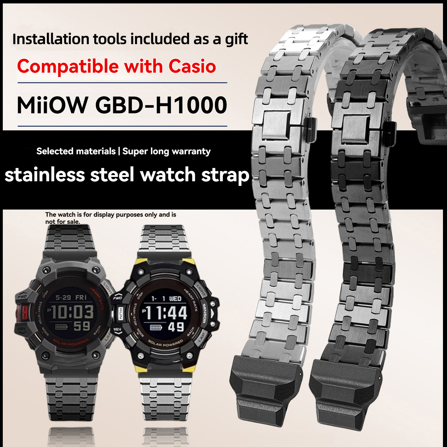 Correa de reloj de acero inoxi - Casio Watches Smartwatch reseña y precio